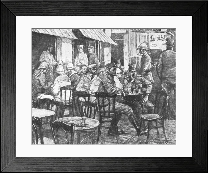 Framed Print : La saison a Salonique juillet 1916. Journees d'attente a Salonique la terrasse d'un café, 1916. Creator: Vladimir Betzitch Framed Print : La saison a Salonique juillet 1916. Journees d'attente a Salonique la terrasse d'un café, 1916. Creator: Vladimir Betzitch