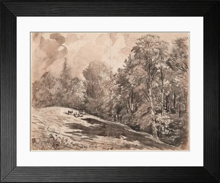 Framed Print : A Meadow with a Shepherd and Goats at the Edge of a Forest, 1861. Creator: Carl Wagner Framed Print : A Meadow with a Shepherd and Goats at the Edge of a Forest, 1861. Creator: Carl Wagner