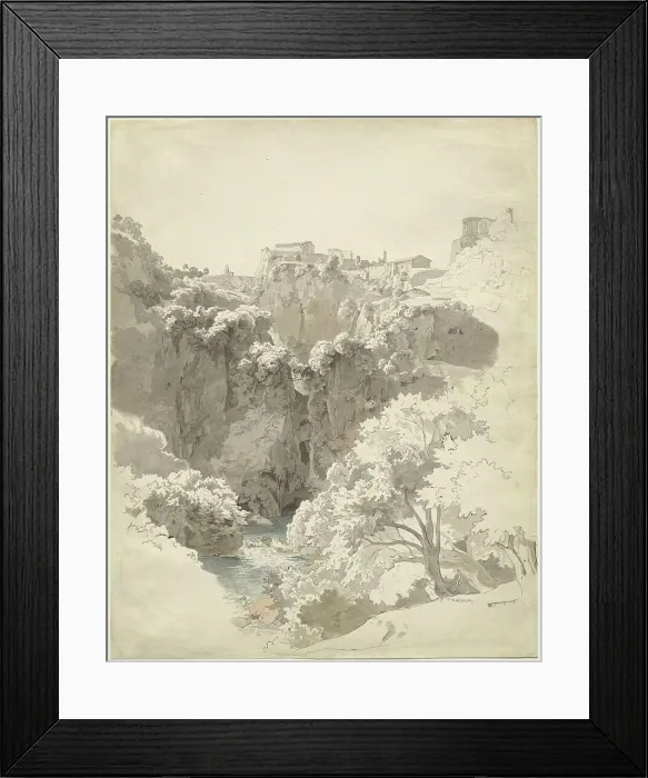 Framed Print : Tivoli and the Temple of the Sibyl Above the Aniene Gorge, 1824. Creator: Carl Wagner Framed Print : Tivoli and the Temple of the Sibyl Above the Aniene Gorge, 1824. Creator: Carl Wagner
