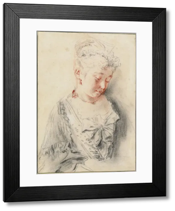Framed Print : Seated Woman Looking Down, c. 1720 / 1721. Creator: Jean-Antoine Watteau Framed Print : Seated Woman Looking Down, c. 1720 / 1721. Creator: Jean-Antoine Watteau