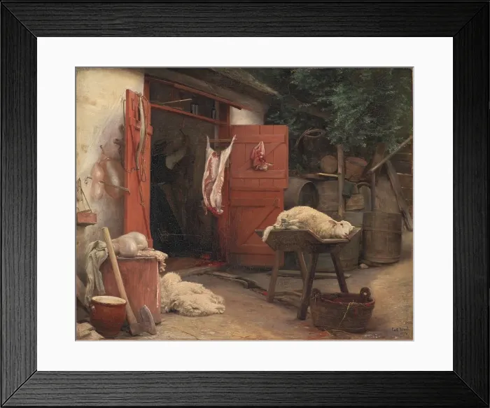 Framed Print : A Slaughterhouse in Hellebæk, 1884. Creator: Carl Bloch Framed Print : A Slaughterhouse in Hellebæk, 1884. Creator: Carl Bloch