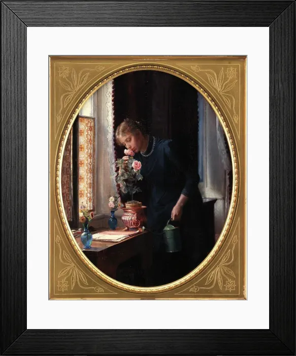 Framed Print : A Young Girl with a Rose, 1889. Creator: Carl Bloch Framed Print : A Young Girl with a Rose, 1889. Creator: Carl Bloch