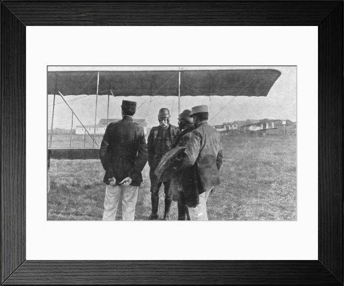 Framed Print : Le general Sarrail en Aeroplane; Avant le depart, 1916. Creator: Unknown Framed Print : Le general Sarrail en Aeroplane; Avant le depart, 1916. Creator: Unknown