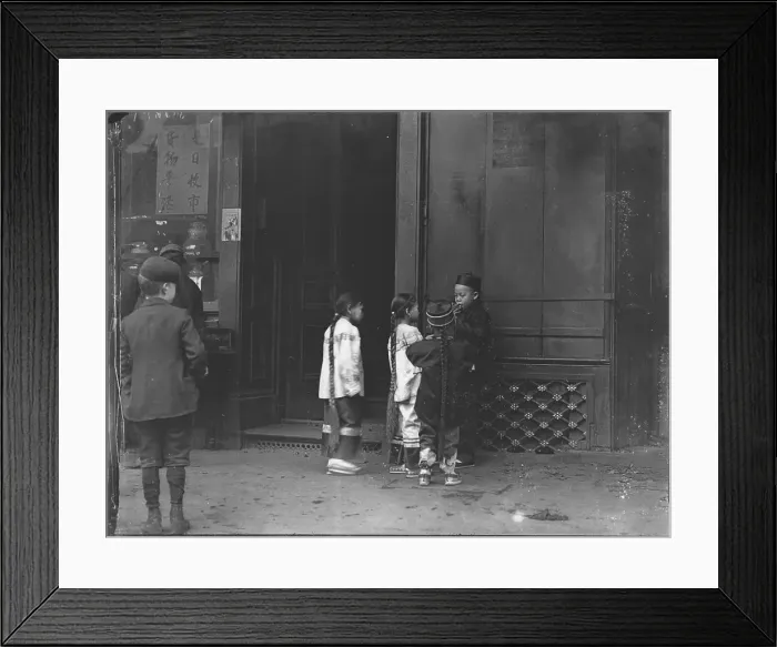 Framed Print : His first cigar, Chinatown, San Francisco, between 1896 and 1906. Creator: Arnold Genthe Framed Print : His first cigar, Chinatown, San Francisco, between 1896 and 1906. Creator: Arnold Genthe