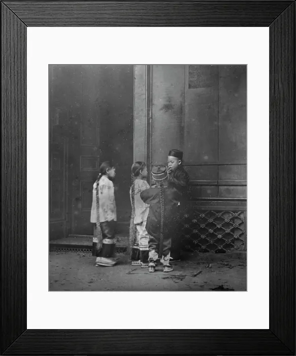 Framed Print : His first cigar, Chinatown, San Francisco, between 1896 and 1906. Creator: Arnold Genthe Framed Print : His first cigar, Chinatown, San Francisco, between 1896 and 1906. Creator: Arnold Genthe