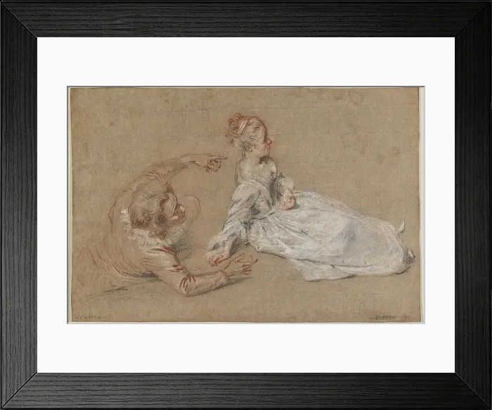 Framed Print : A Man Reclining and a Woman Seated on the Ground, c. 1716. Creator: Jean-Antoine Watteau Framed Print : A Man Reclining and a Woman Seated on the Ground, c. 1716. Creator: Jean-Antoine Watteau