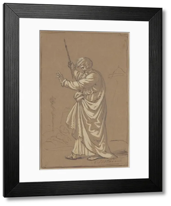 Framed Print : Aaron Converting His Staff into a Serpent, c. 1860s. Creator: Robert Walter Weir Framed Print : Aaron Converting His Staff into a Serpent, c. 1860s. Creator: Robert Walter Weir