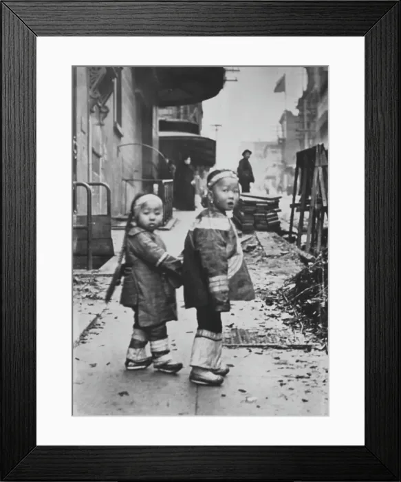 Framed Print : Their first photograph, Chinatown, San Francisco, between 1896 and 1906. Creator: Arnold Genthe Framed Print : Their first photograph, Chinatown, San Francisco, between 1896 and 1906. Creator: Arnold Genthe