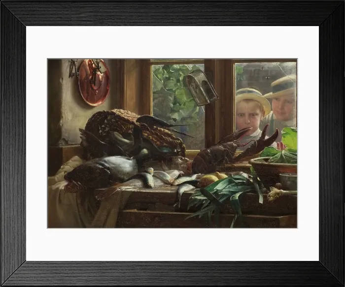 Framed Print : Still Life with Fish, 1878. Creator: Carl Bloch Framed Print : Still Life with Fish, 1878. Creator: Carl Bloch