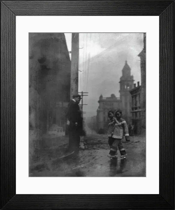 Framed Print : Two little maids from school, Chinatown, San Francisco, between 1896 and 1906. Creator: Arnold Genthe Framed Print : Two little maids from school, Chinatown, San Francisco, between 1896 and 1906. Creator: Arnold Genthe