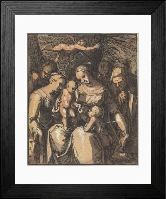 Framed Print : The Holy Family with Saints [recto], c. 1616 / 1617. Creator: Hermann Weyer
