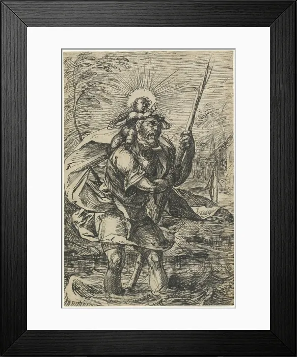 Framed Print : Saint Christopher (recto), 1615 / 1620. Creator: Hermann Weyer Framed Print : Saint Christopher (recto), 1615 / 1620. Creator: Hermann Weyer