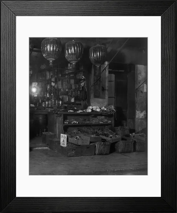 Framed Print : A grocery shop, Chinatown, San Francisco, between 1896 and 1906. Creator: Arnold Genthe Framed Print : A grocery shop, Chinatown, San Francisco, between 1896 and 1906. Creator: Arnold Genthe