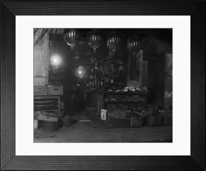 Framed Print : A grocery shop, Chinatown, San Francisco, between 1896 and 1906. Creator: Arnold Genthe Framed Print : A grocery shop, Chinatown, San Francisco, between 1896 and 1906. Creator: Arnold Genthe