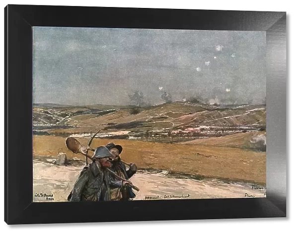 La Bataille de Verdun; La hauteur de Douamont vue du fort de la Chaume, 1916. Creator: Francois Flameng