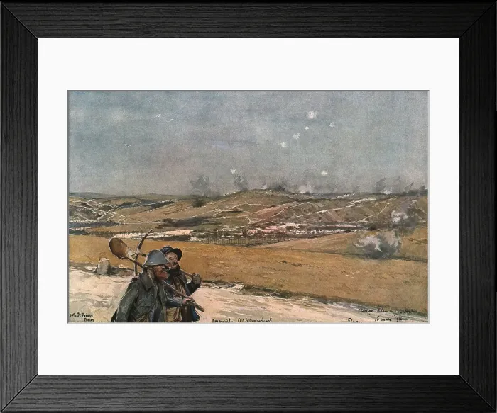 Framed Print : La Bataille de Verdun; La hauteur de Douamont vue du fort de la Chaume, 1916. Creator: Francois Flameng Framed Print : La Bataille de Verdun; La hauteur de Douamont vue du fort de la Chaume, 1916. Creator: Francois Flameng