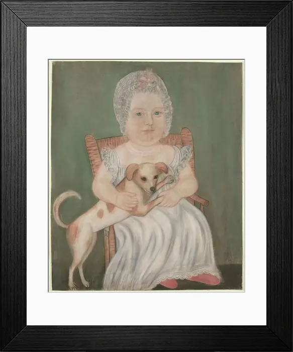 Framed Print : Child with Pet Dog, c. 1825. Creator: Micah Williams Framed Print : Child with Pet Dog, c. 1825. Creator: Micah Williams