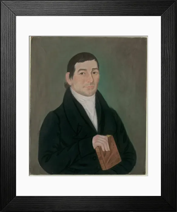 Framed Print : Portrait of a Man Holding a Book, c. 1823. Creator: Micah Williams Framed Print : Portrait of a Man Holding a Book, c. 1823. Creator: Micah Williams