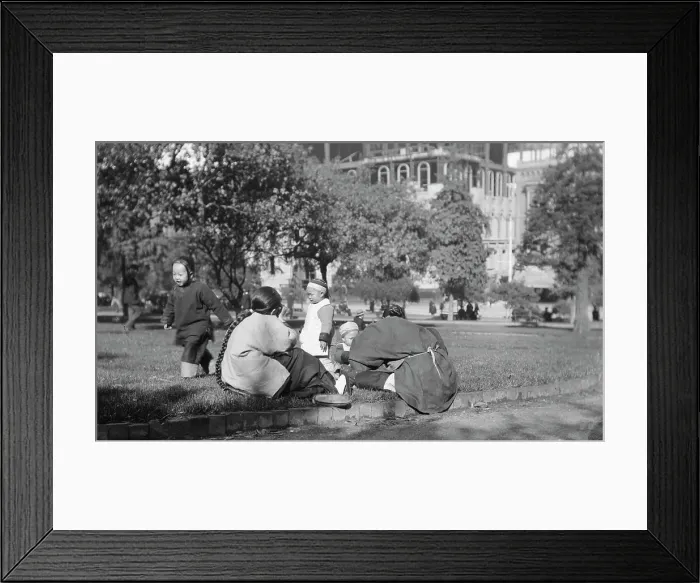 Framed Print : A picnic on Portsmouth Square, Chinatown, San Francisco, between 1896 and 1906. Creator: Arnold Genthe Framed Print : A picnic on Portsmouth Square, Chinatown, San Francisco, between 1896 and 1906. Creator: Arnold Genthe