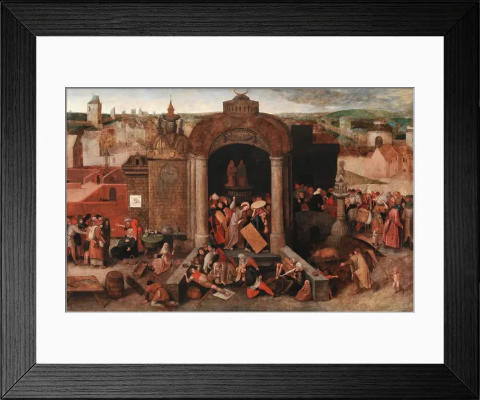 Framed Print : Christ Driving the Traders from the Temple;The Purification of the Temple, 1570-1670. Creators: Hieronymus Bosch, Pieter Bruegel the Elder Framed Print : Christ Driving the Traders from the Temple;The Purification of the Temple, 1570-1670. Creators: Hieronymus Bosch, Pieter Bruegel the Elder