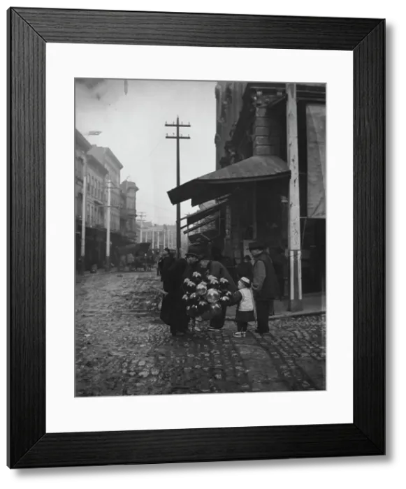 Framed Print : Jewish balloon man, Chinatown, San Francisco, between 1896 and 1906. Creator: Arnold Genthe Framed Print : Jewish balloon man, Chinatown, San Francisco, between 1896 and 1906. Creator: Arnold Genthe
