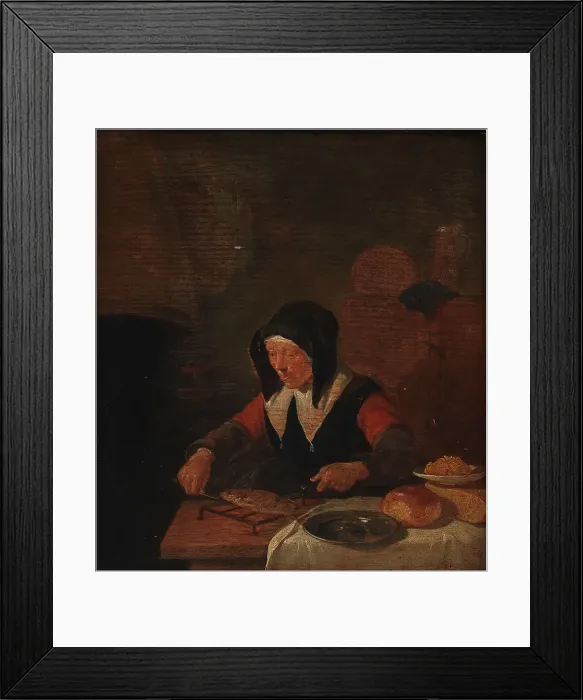 Framed Print : Old Woman at her Meal, 1635-1668. Creator: Gerritsz Quiringh van Brekelenkam Framed Print : Old Woman at her Meal, 1635-1668. Creator: Gerritsz Quiringh van Brekelenkam