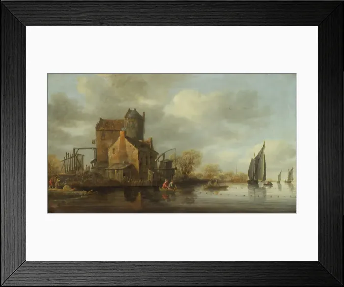 Framed Print : Dutch River View, 1615-1677. Creators: Jan van Goyen, Jan Coelenbier Framed Print : Dutch River View, 1615-1677. Creators: Jan van Goyen, Jan Coelenbier