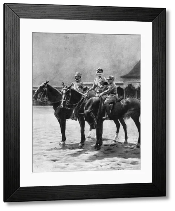 Framed Print : Les souverains de Roumanie et leur second fils, le prince Nicolas, 1916 Creator: MA Dancovici Framed Print : Les souverains de Roumanie et leur second fils, le prince Nicolas, 1916 Creator: MA Dancovici