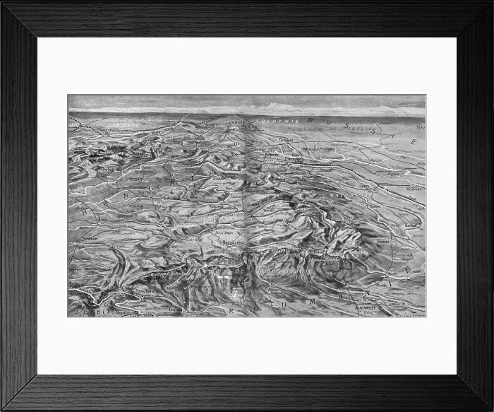 Framed Print : L'Heure de la Roumanie; La frontiere roumaine des Carpathes et des Alpes de Transylvanie, 1916. Creator: Julietta Framed Print : L'Heure de la Roumanie; La frontiere roumaine des Carpathes et des Alpes de Transylvanie, 1916. Creator: Julietta