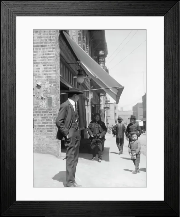 Framed Print : Street scene in Chinatown, San Francisco, between 1896 and 1930. Creator: Arnold Genthe Framed Print : Street scene in Chinatown, San Francisco, between 1896 and 1930. Creator: Arnold Genthe
