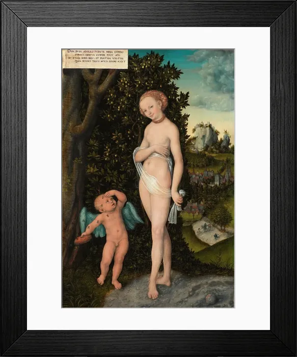 Framed Print : Venus with Cupid Stealing Honey, 1530. Creator: Lucas Cranach the Elder Framed Print : Venus with Cupid Stealing Honey, 1530. Creator: Lucas Cranach the Elder