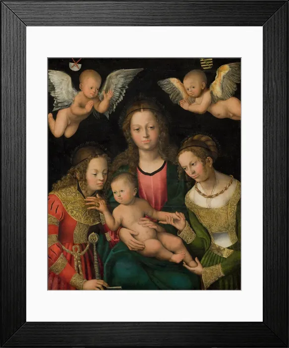 Framed Print : Virgin and Child with the Saints Catherine and Barbara;The Mystic Marriage of Saint... 1510-1512. Creator: Lucas Cranach the Elder Framed Print : Virgin and Child with the Saints Catherine and Barbara;The Mystic Marriage of Saint... 1510-1512. Creator: Lucas Cranach the Elder