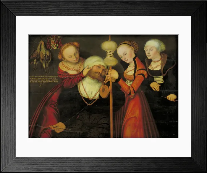 Framed Print : Hercules with Omphale, 1535. Creator: Lucas Cranach the Elder Framed Print : Hercules with Omphale, 1535. Creator: Lucas Cranach the Elder