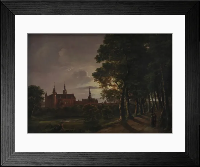 Framed Print : Frederiksborg Castle by Moonlight, 1817. Creator: Johan Christian Dahl Framed Print : Frederiksborg Castle by Moonlight, 1817. Creator: Johan Christian Dahl
