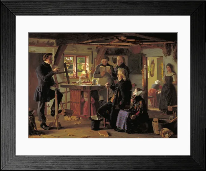 Framed Print : Mormons Visiting a Country Carpenter, 1856. Creator: Christen Dalsgaard Framed Print : Mormons Visiting a Country Carpenter, 1856. Creator: Christen Dalsgaard