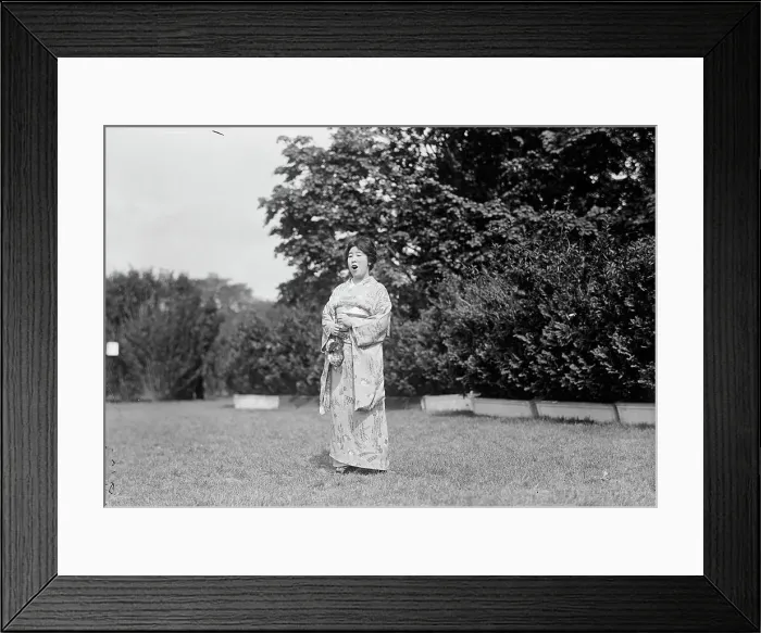 Framed Print : Mme. Tauchi Meura, Japanese Prima Donna, Singing at Sylvan Theatre, 1917. Creator: Harris & Ewing. Mme. Tauchi Meura, Japanese Prima Donna, Singing at Sylvan Theatre, 1917. Creator: Harris & Ewing Framed Print : Mme. Tauchi Meura, Japanese Prima Donna, Singing at Sylvan Theatre, 1917. Creator: Harris & Ewing. Mme. Tauchi Meura, Japanese Prima Donna, Singing at Sylvan Theatre, 1917. Creator: Harris & Ewing