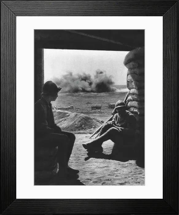 Framed Print : La Bataille de la Somme; Laissant passer l'orage; Photographie prise du fond d'un depot, 1916. Creator: Unknown Framed Print : La Bataille de la Somme; Laissant passer l'orage; Photographie prise du fond d'un depot, 1916. Creator: Unknown