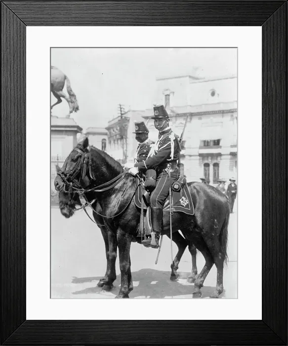 Framed Print : Mounted Police, Mexico City, Mexico, 1913. Creator: Harris & Ewing. Mounted Police, Mexico City, Mexico, 1913. Creator: Harris & Ewing