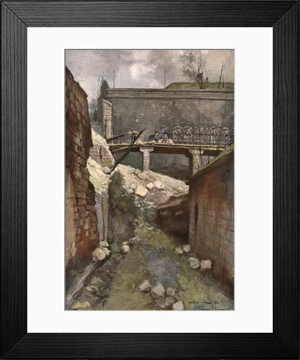 Framed Print : Verdun; La citadelle de Verdun: les fosses, 1916. Creator: Francois Flameng Framed Print : Verdun; La citadelle de Verdun: les fosses, 1916. Creator: Francois Flameng