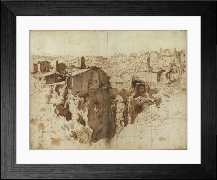 Framed Print : The Waterfall and Town of Tivoli. Creator: Gaspar van Wittell