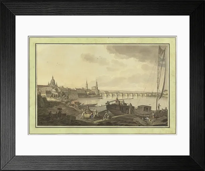 Framed Print : Dresden from the Banks of the Elbe River, 1782. Creator: Adrian Zingg Framed Print : Dresden from the Banks of the Elbe River, 1782. Creator: Adrian Zingg