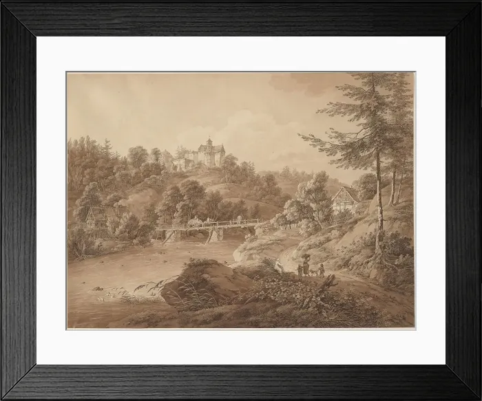 Framed Print : Rauenstein Castle Seen from the River's Edge, c. 1800. Creator: Adrian Zingg Framed Print : Rauenstein Castle Seen from the River's Edge, c. 1800. Creator: Adrian Zingg