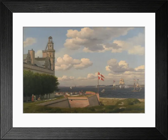 Framed Print : A View towards the Swedish Coast from the Ramparts of Kronborg Castle, 1829. Creator: CW Eckersberg Framed Print : A View towards the Swedish Coast from the Ramparts of Kronborg Castle, 1829. Creator: CW Eckersberg