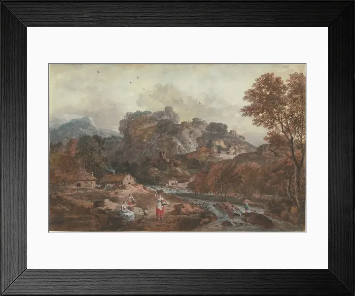 Framed Print : Mountain Landscape with Washerwomen and a Fisherman, 1762 / 1765. Creator: Francesco Zuccarelli Framed Print : Mountain Landscape with Washerwomen and a Fisherman, 1762 / 1765. Creator: Francesco Zuccarelli