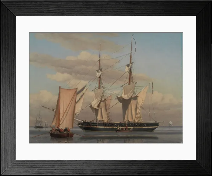 Framed Print : An American Naval Brig Lying at Anchor while Her Sails Are Drying, 1831-1832. Creator: CW Eckersberg Framed Print : An American Naval Brig Lying at Anchor while Her Sails Are Drying, 1831-1832. Creator: CW Eckersberg