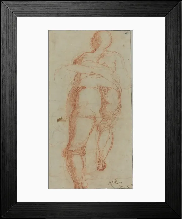 Framed Print : A Man Seen from Behind [verso], c. 1555. Creator: Taddeo Zuccaro