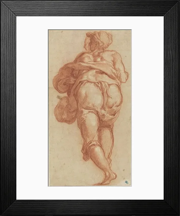 Framed Print : A Man Seen from Behind [recto], c. 1555. Creator: Taddeo Zuccaro