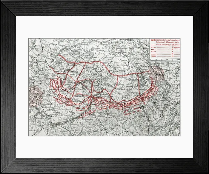Framed Print : La Bataille de la Marne; Le mouvement de la bataille du 6 au 13 septembre, 1914. Creator: Unknown Framed Print : La Bataille de la Marne; Le mouvement de la bataille du 6 au 13 septembre, 1914. Creator: Unknown