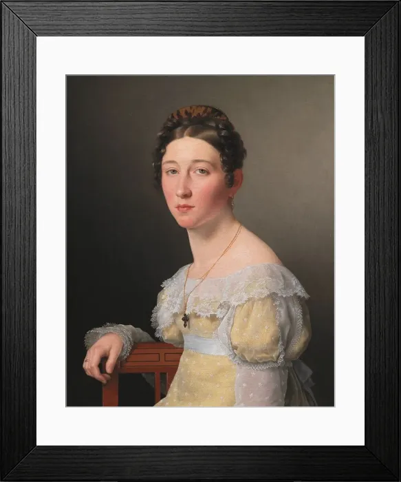 Framed Print : Portrait of Emilie Henriette Massmann, Betrothed of Frederik Wilhelm Caspar von Benzon; 1820. Creator: CW Eckersberg Framed Print : Portrait of Emilie Henriette Massmann, Betrothed of Frederik Wilhelm Caspar von Benzon; 1820. Creator: CW Eckersberg