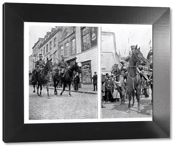 Le 4 aout, les avant-gardes de cavalerie allemandes entrent a Spa, 1914. Creator: Unknown